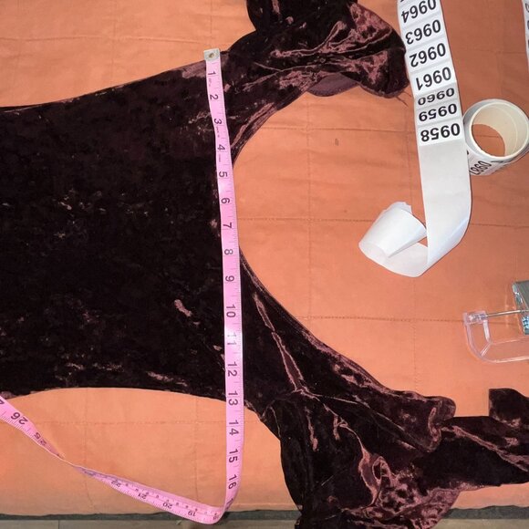 Betsey Johnson  Velvet Maxi Dress M Grunge VINTAGE VELOUR ONG BODYCO -WINE - Picture 7 of 9